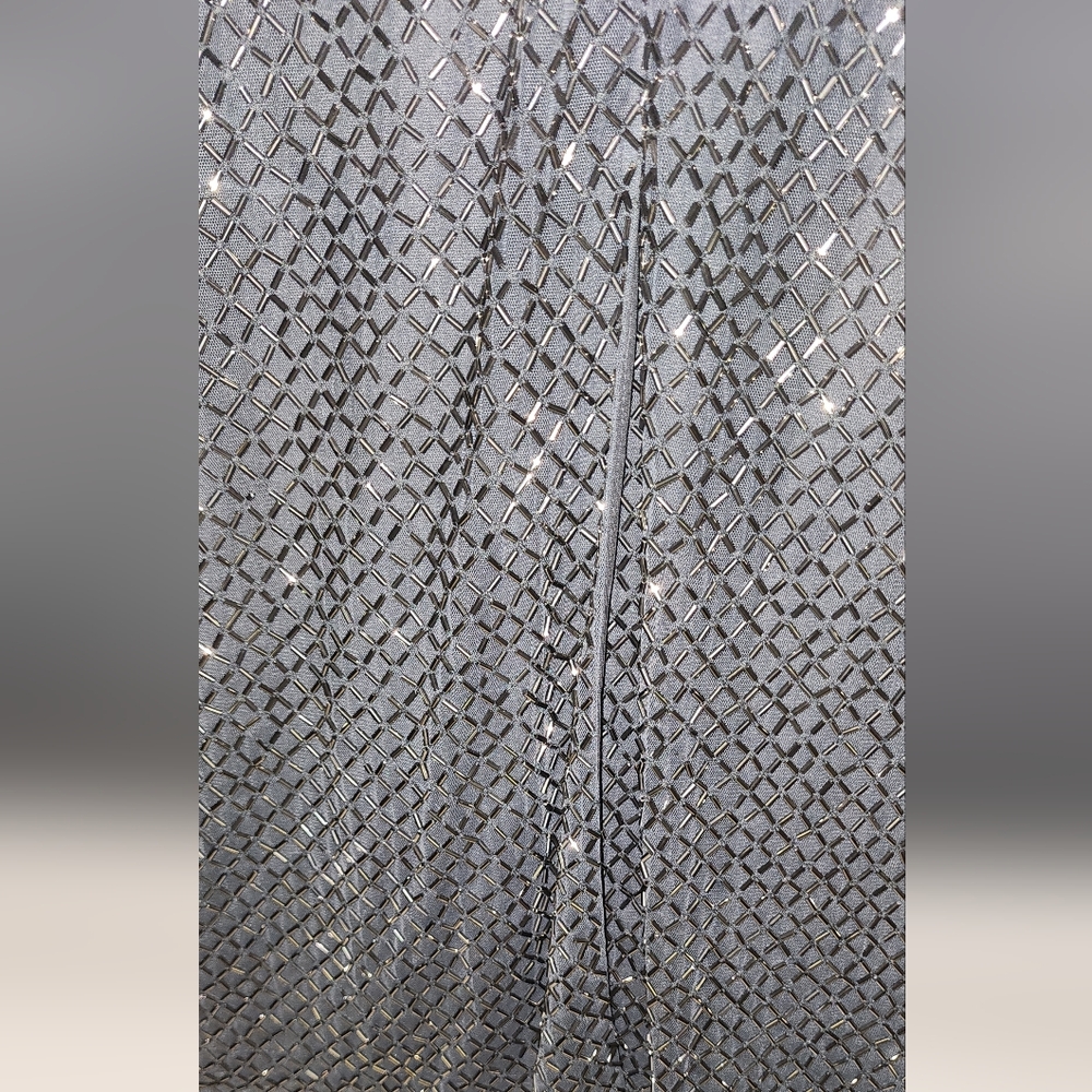 NWT- Mac Duggal Gray Beaded Wrap Over Puff Sleeve Dress Sz 14 - Picture 10 of 12
